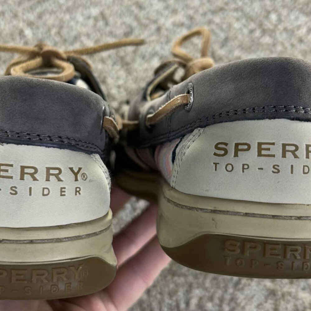 Sperry Top -Sider Women's Boat Shoes Gray Leather Multi Colored Size 6M STS90026 - Picture 9 of 11
